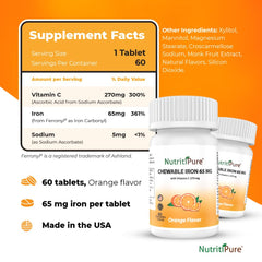 NutritiPure gentle-on-stomach carbonyl iron tablet suitable for daily use.