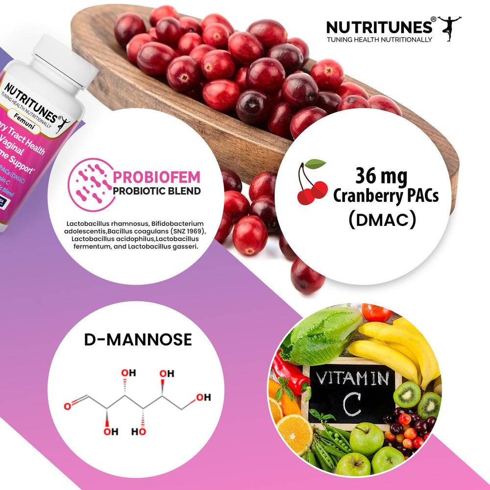 Nutritunes Femuni UTH D-Mannose capsules for daily urinary wellness