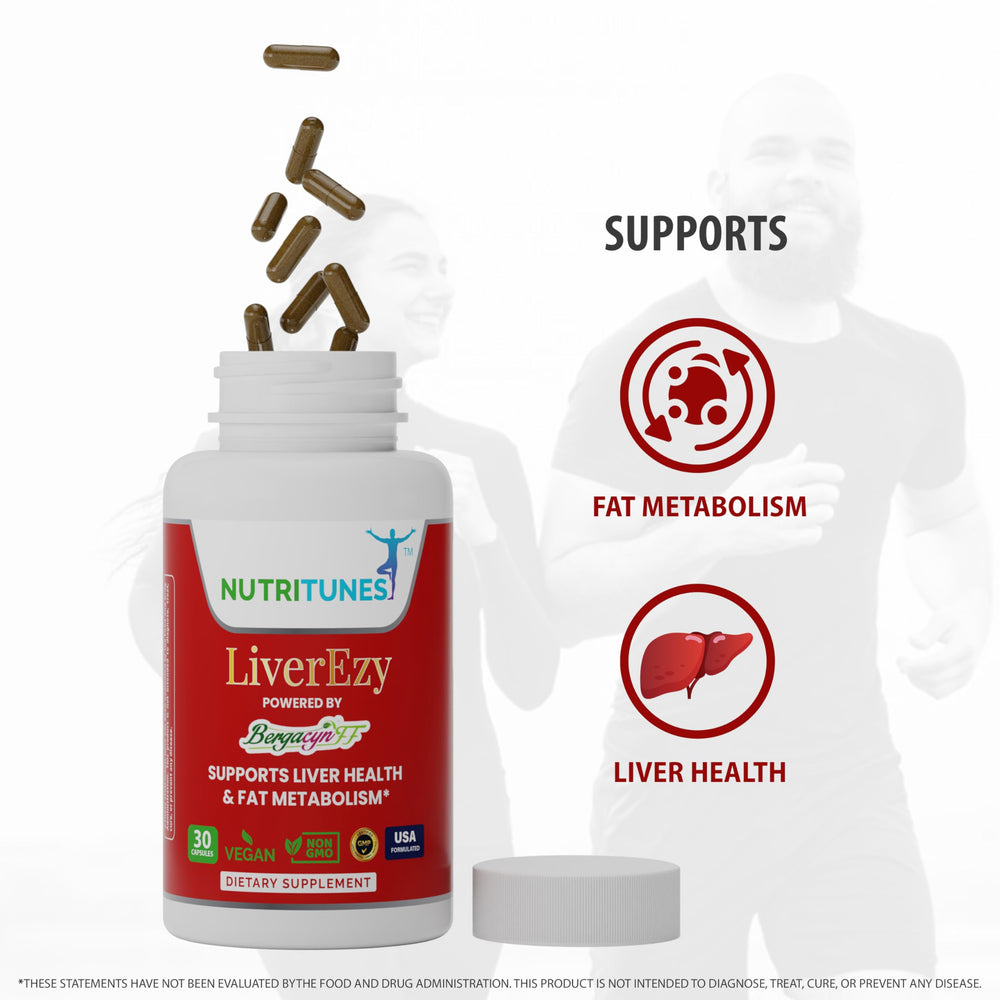 NutriTunes LiverEzy vegan capsules showcase clean, allergen-free ingredients