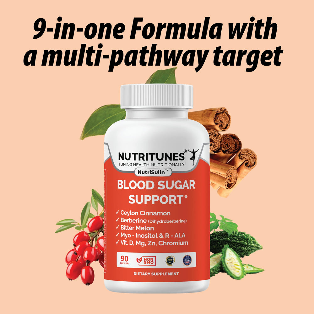 NutriSulin ingredients chart emphasizing berberine and cinnamon benefits