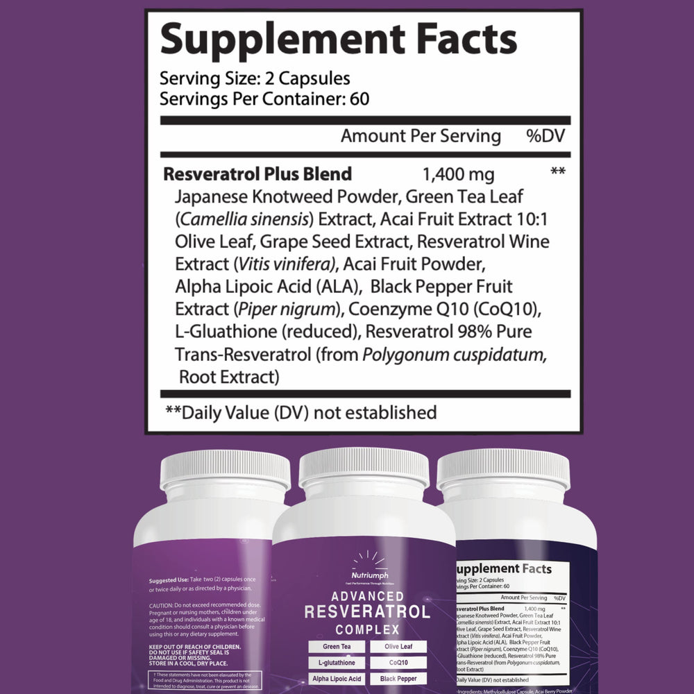 Nutriumph Advanced Resveratrol Complex packaging suggesting easy daily routine integration.