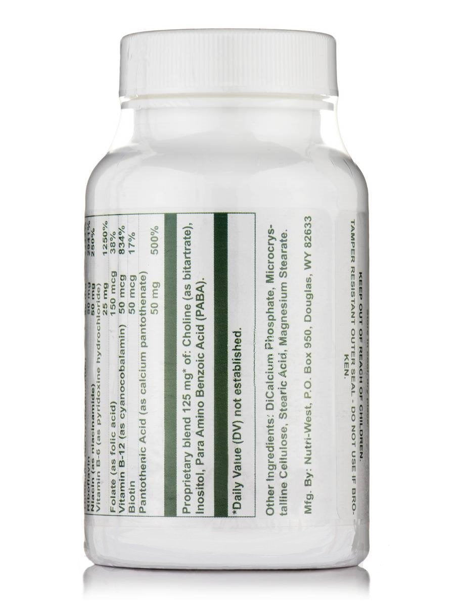NutriWest B-Complex tablets close-up showing the hypoallergenic formula