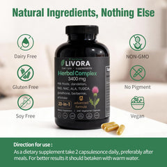 Packaging nutrition label highlights gluten-free and GMO-free attributes for LIVORA.