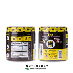 Nutrology BCAA Natural in shaker, refreshing lemonade flavor for pre or post workouts.