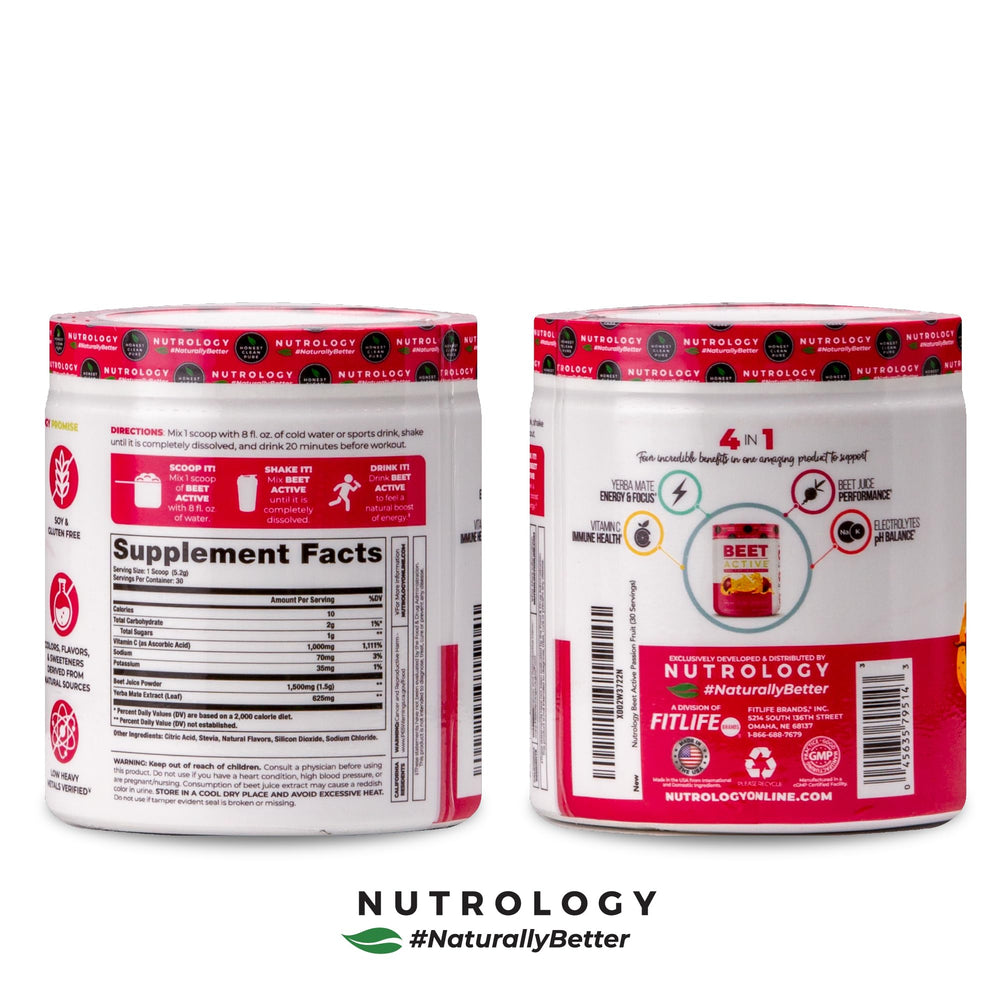 Nutrology Beet Active powder being mixed with water for a pre-workout ritual