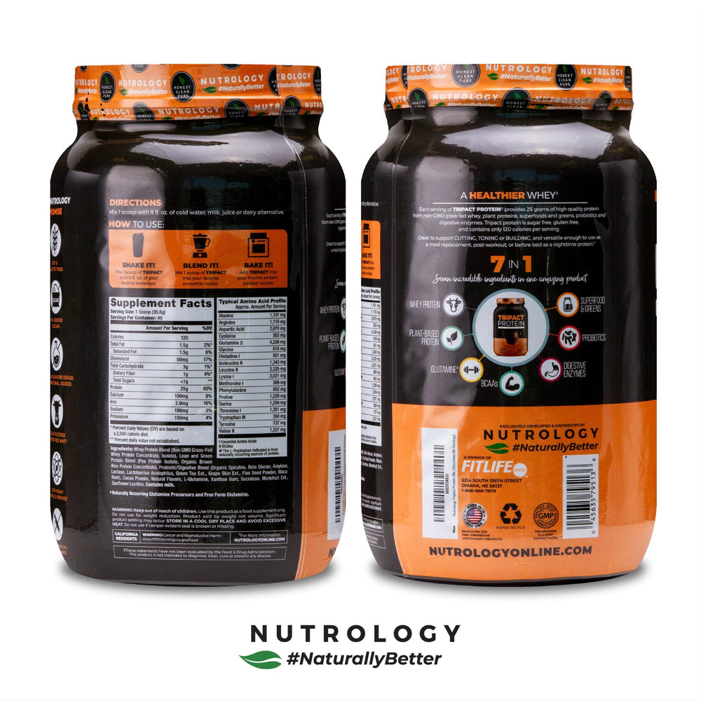 Nutrology Tripact creamy chocolate shake ideal post-workout pick-me-up.
