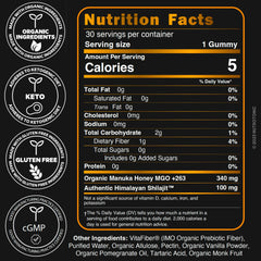 NutroTonic Shilajit Gummies close-up showing vanilla-pomegranate flavor.