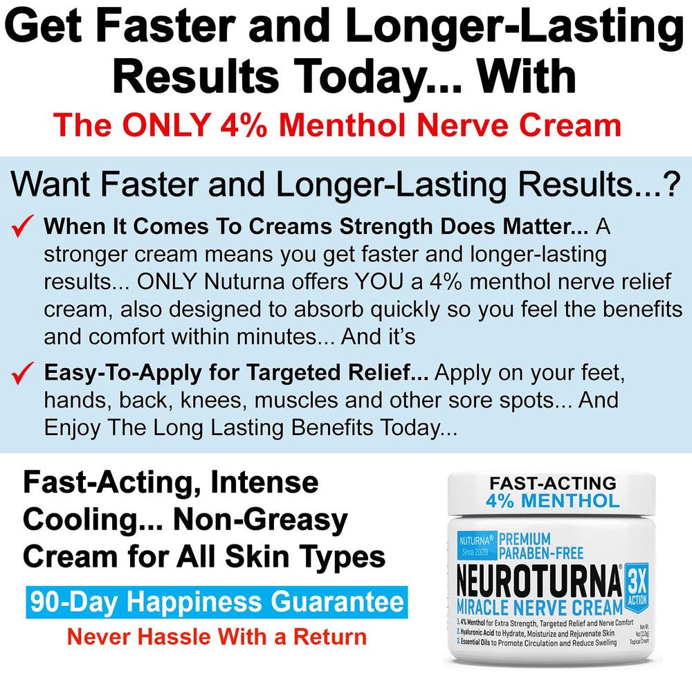 Nuturna Menthol 4% cooling closeup highlights fast cooling effect for soothing discomfort.