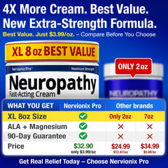 Nuturna nerve relief application to feet shows rapid, non-greasy absorption for daily comfort.
