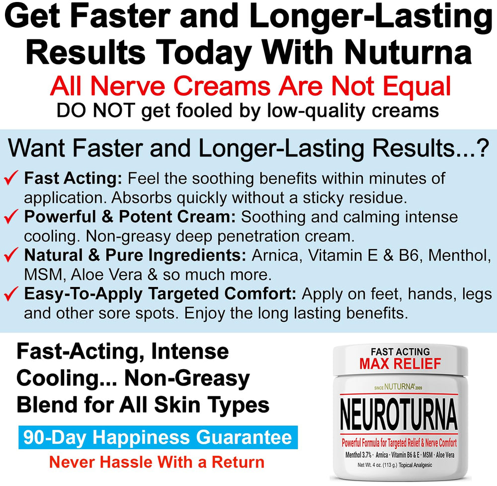 Nuturna Neuropathy Cream arnica blend highlights natural soothing ingredients