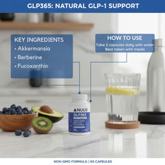 NUU3 GLP365 Akkermansia ingredient close-up focused on gut signals