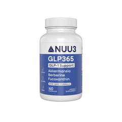 NUU3 GLP365 bottle front displaying natural GLP-1 support and clean label