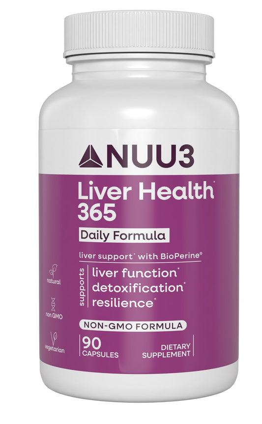 NUU3 Liver Health 365 bottle supports daily liver function.
