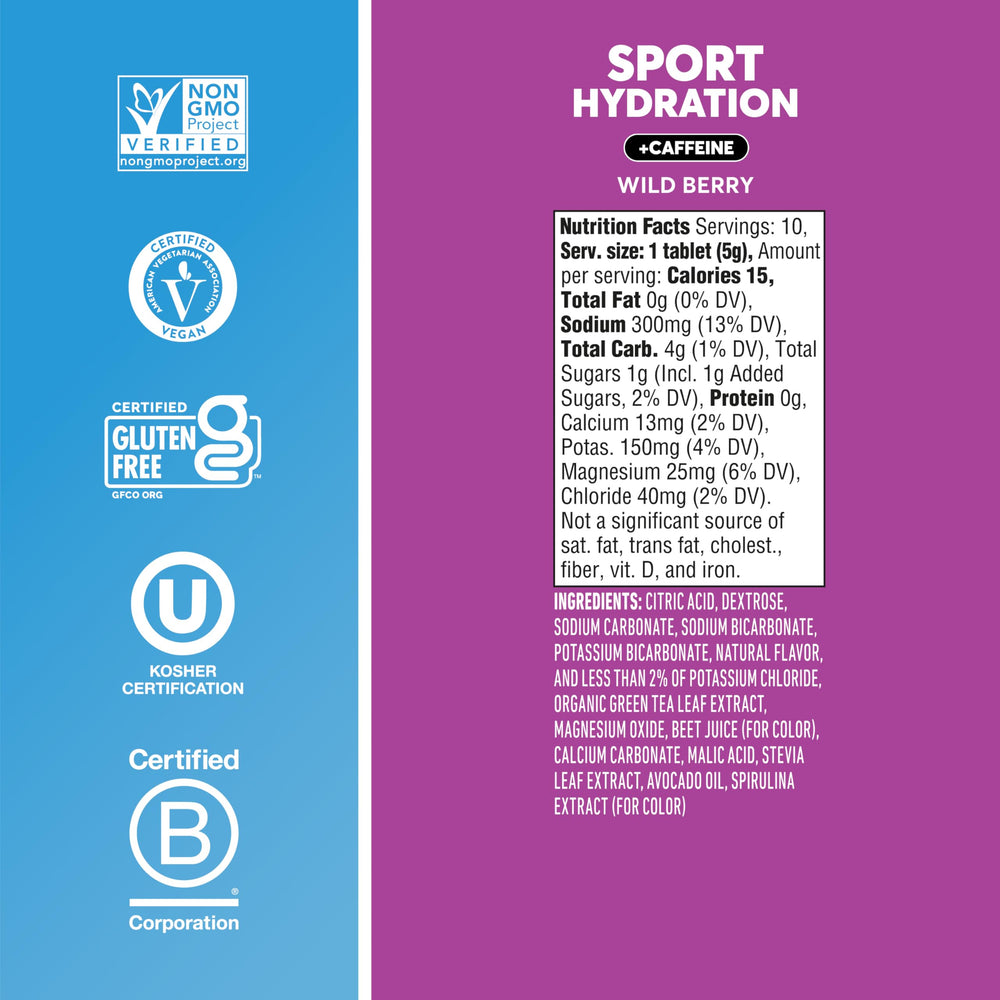 Nuun Wild Berry serving tube visible in a backpack for easy hydration anywhere.