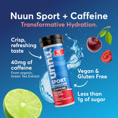 Nuun Energy Cherry Lemonade tablet dissolving in water for quick hydration.