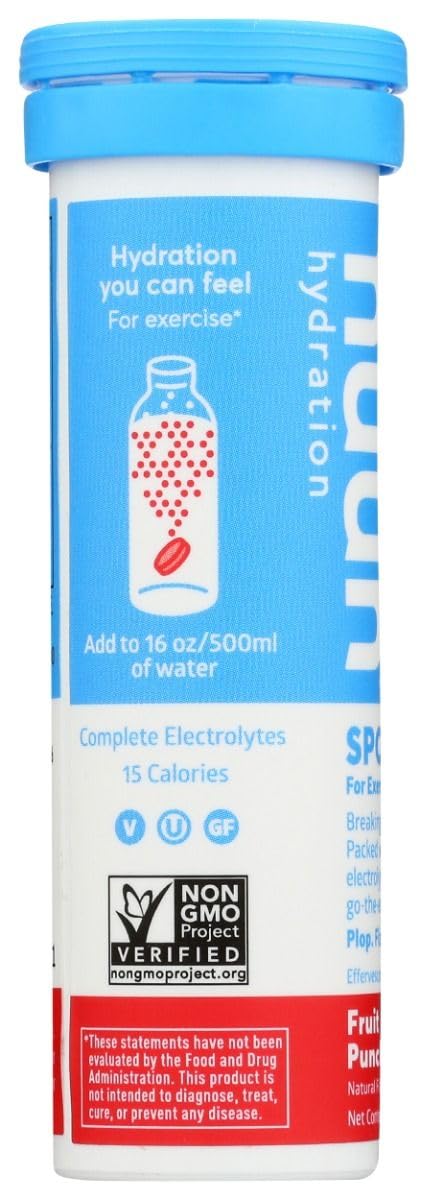 Nuun Hydration label showcases complete electrolytes and fruity flavor cue