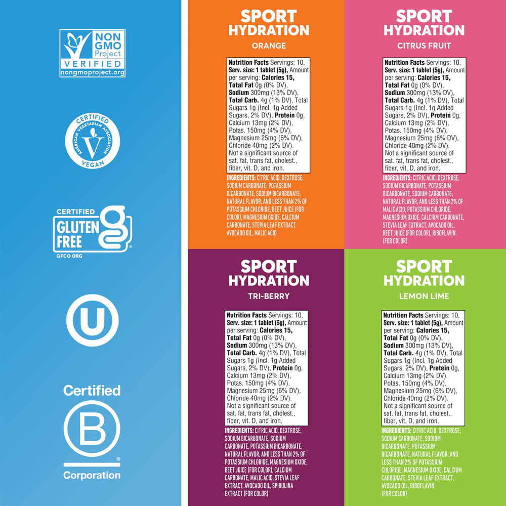 Nuun Sport 4-pack tubes organized for on-the-go hydration