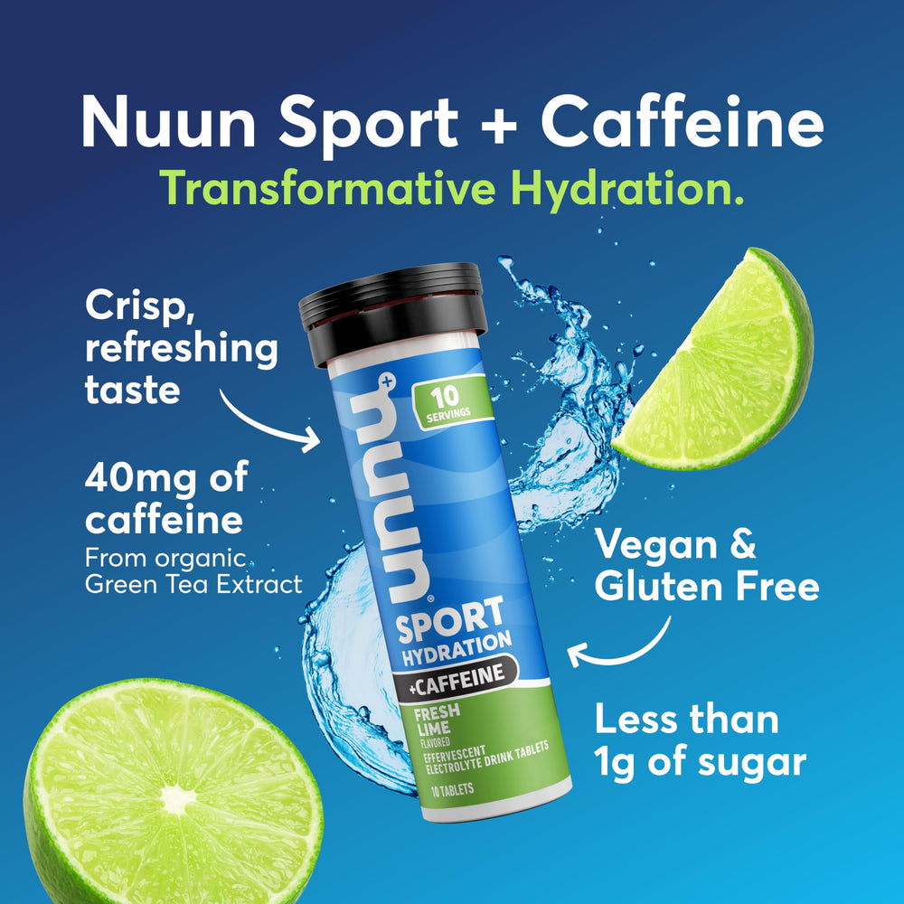 Nuun Sport Caffeine Lemon Lime tablets for refreshing electrolyte balance on the go