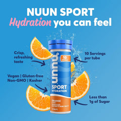 Nuun Sport Orange 40 servings in a portable tube for on-the-go hydration.