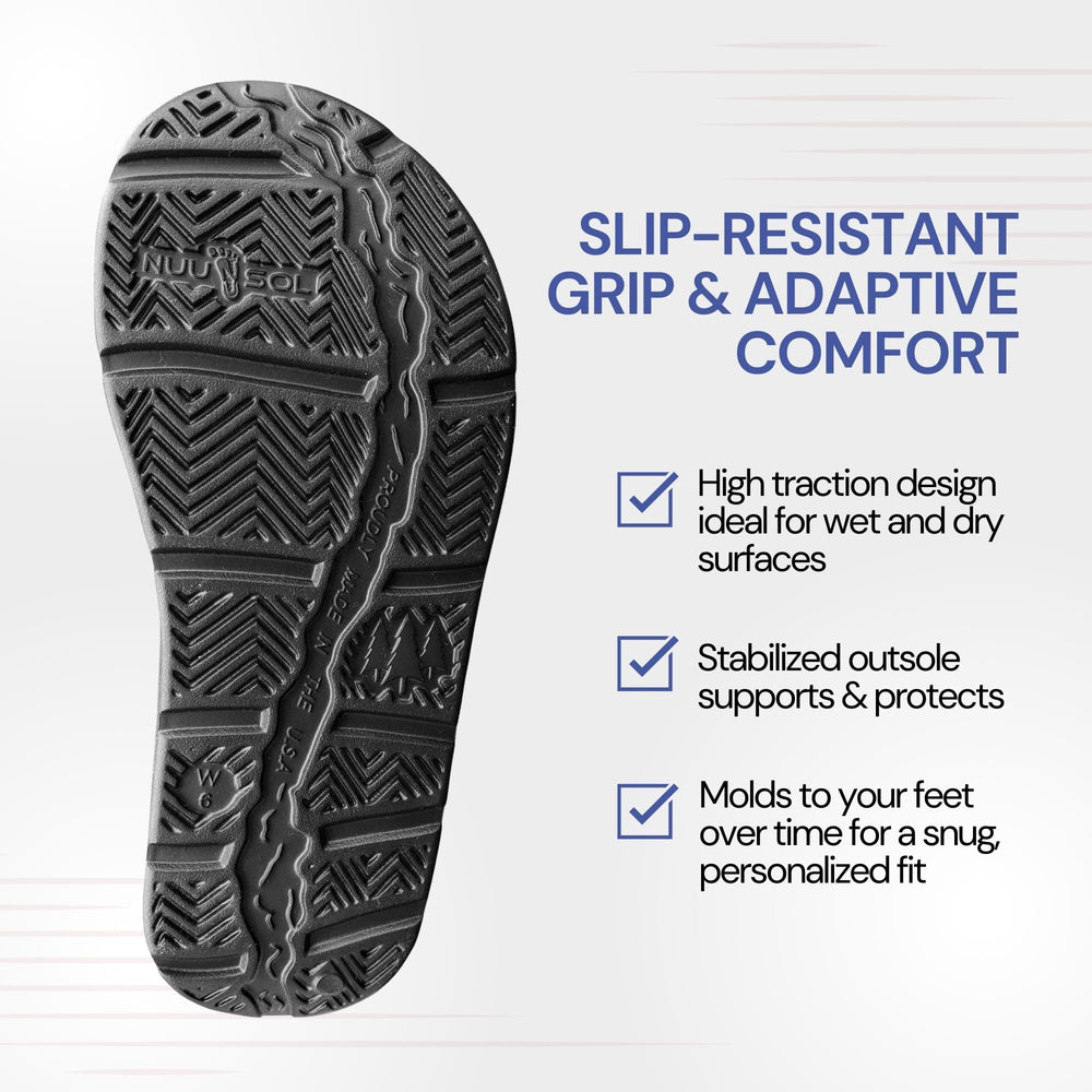 NUUSOL Cascade Flip Flop’s non-porous material resists moisture and odors
