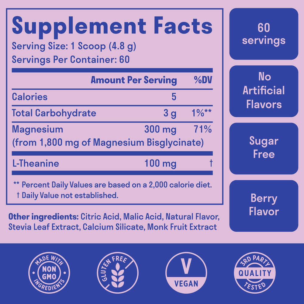 Nuven Naturals Magnesium Glycinate Powder scoop — easy daily measurement for calm evenings.