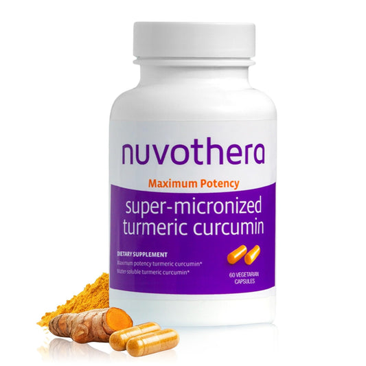 Nuvothera turmeric bottle close-up highlighting rapid absorption features.