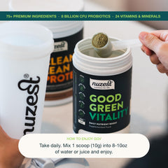 Nuzest greens powder ingredient list emphasizes plant-based vitamins and minerals