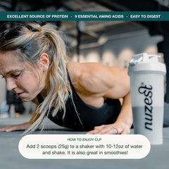 Nuzest label notes allergen-free and keto-friendly features.