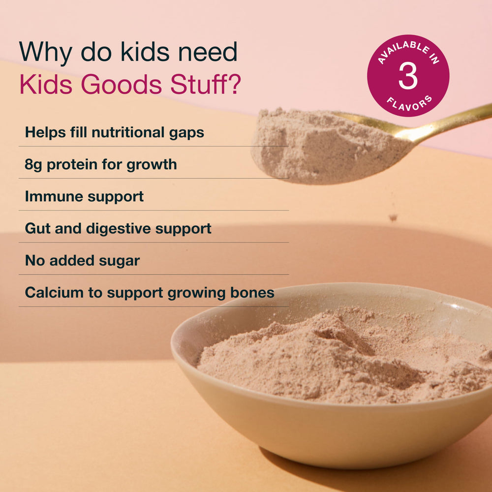 Vegan protein and micronutrients from Nuzest Kids Good Stuff for active kids.