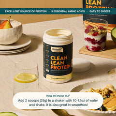 Nuzest nutrition facts panel shows up to 20g protein per serving.