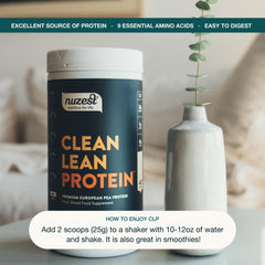 Nuzest packaging designed for clean on the go vegan protein.