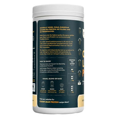 Nuzest serving scoop with unflavored pea protein powder for precise portions.