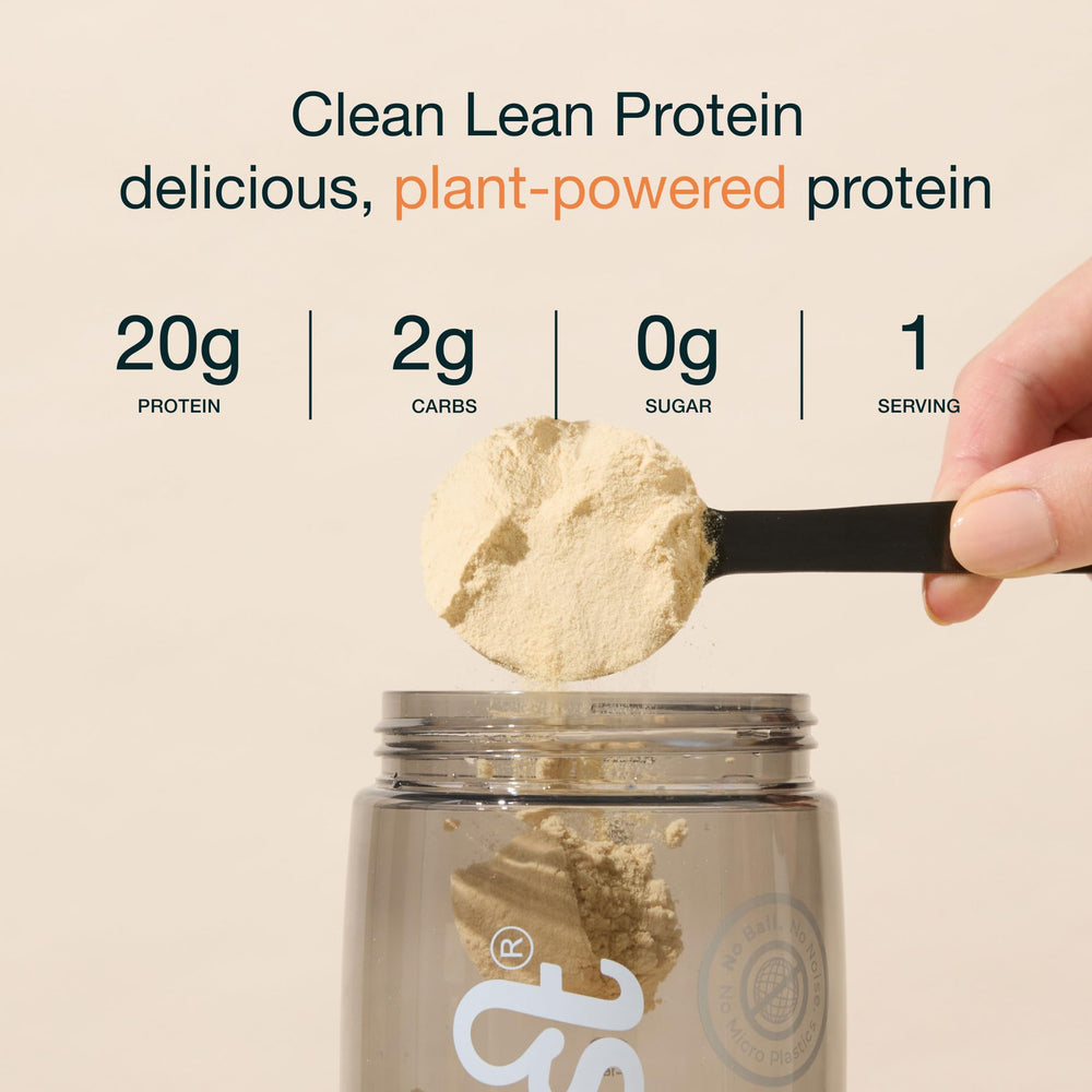 Nuzest protein powder scoop and powder, easy to mix for shakes