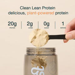Nuzest protein powder scoop and powder, easy to mix for shakes
