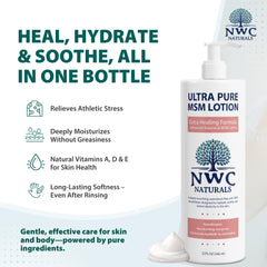 NWC Naturals MSM Lotion with Tea Tree Oil provides a refreshing feel for tired muscles.