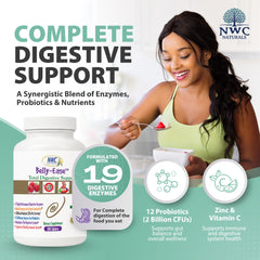 NWC Naturals Belly-Ease immune-support visual with probiotics and vitamins.