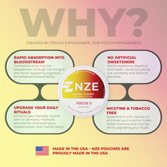 NZE logo on packaging reinforces USA-made quality and premium ingredients.