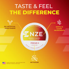 NZE lemon cherry pouch dissolves in mouth for smooth delivery.