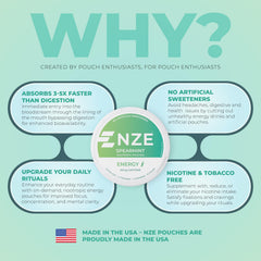 NZE Spearmint pouch shown during exercise for quick energy.
