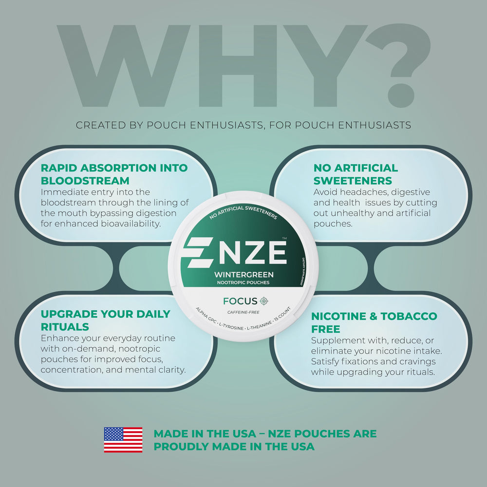 NZE Wintergreen aroma scent from pouch highlights refreshing flavor.