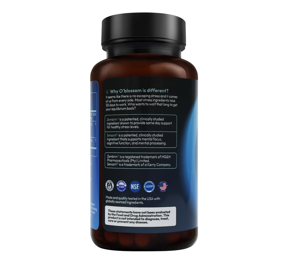 O'blossom Zembrin capsule close-up for quick mood calm