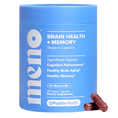 O Positiv MENO bottle closeup for daily brain health support, focus, and clarity.