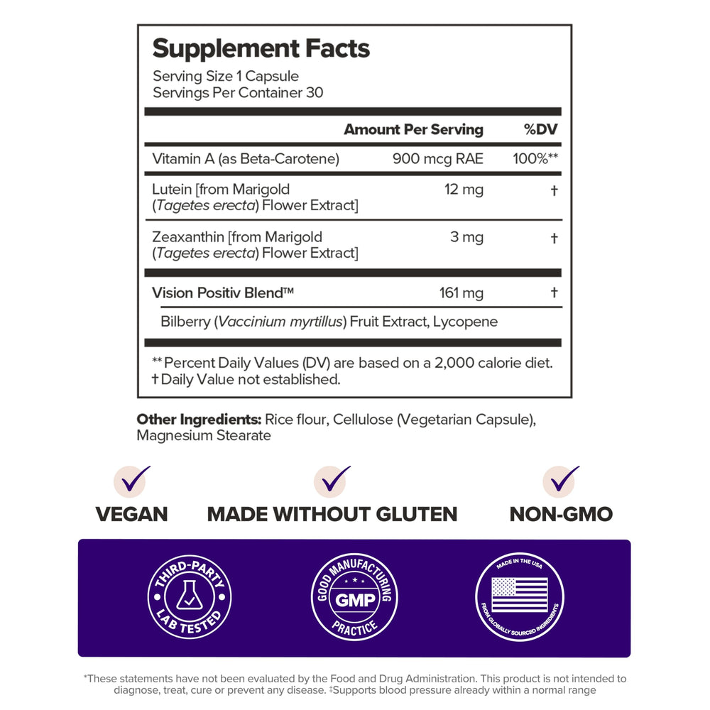 O Positiv MENO Eye Health with vitamin A and lycopene for daily nourishment.