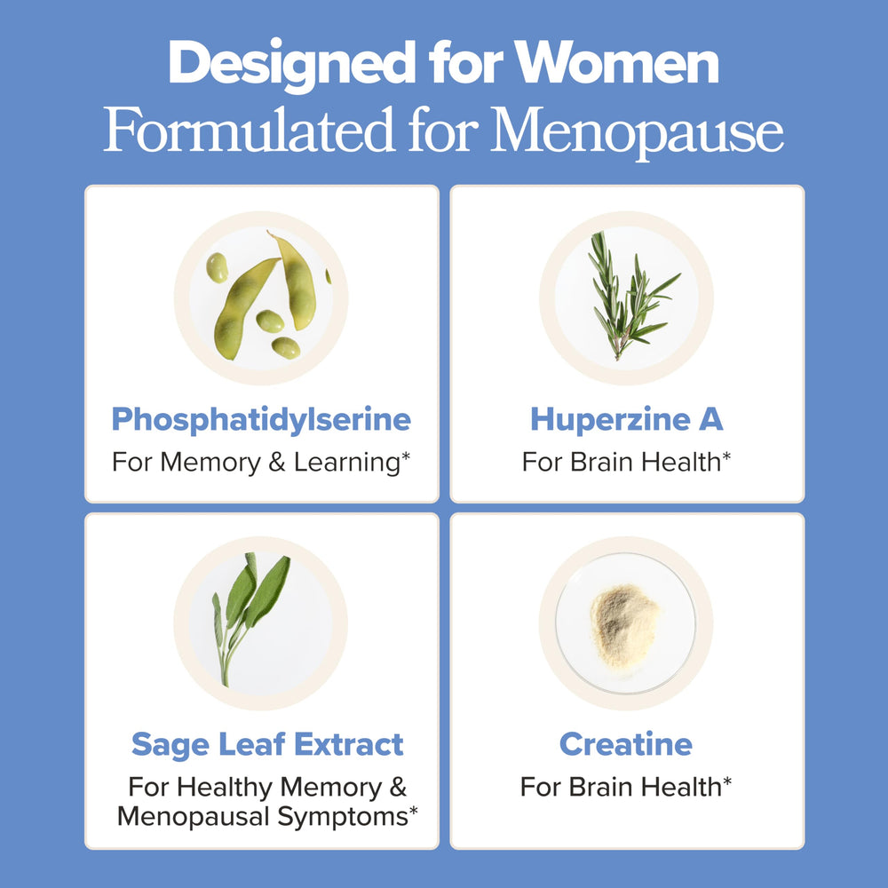 O Positiv MENO with phosphatidylserine highlights memory support potential.