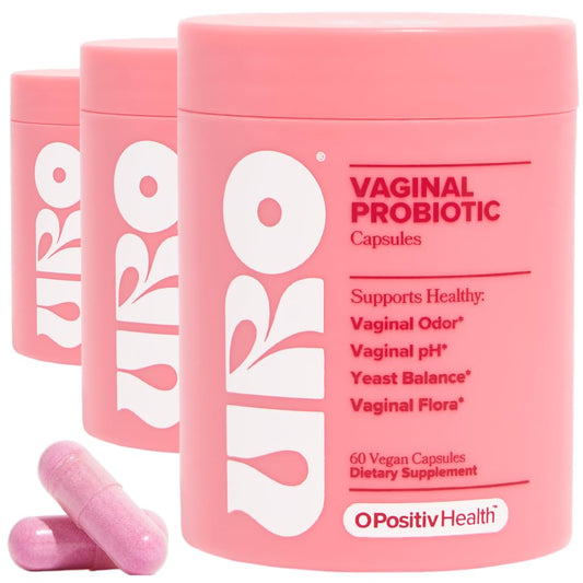 O Positiv URO vaginal probiotic bottle supports daily vaginal balance.
