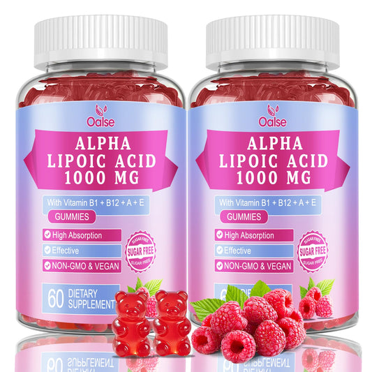 Pouring OALSE Alpha Lipoic Acid Gummies bottle for quick energy support.