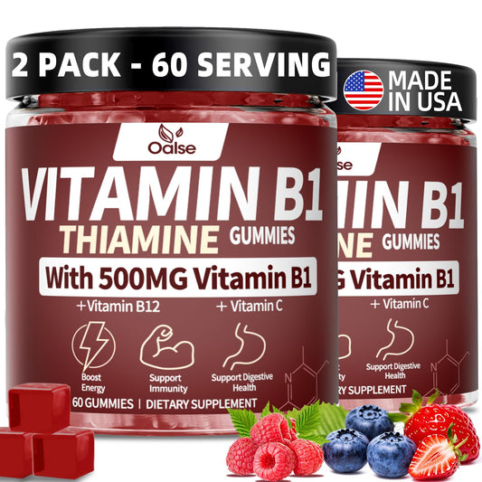 OALSE Thiamine B1 Gummies front view, berry flavor and chewable convenience.