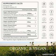 Oasis Force blend with dandelion and artichoke ingredients on label
