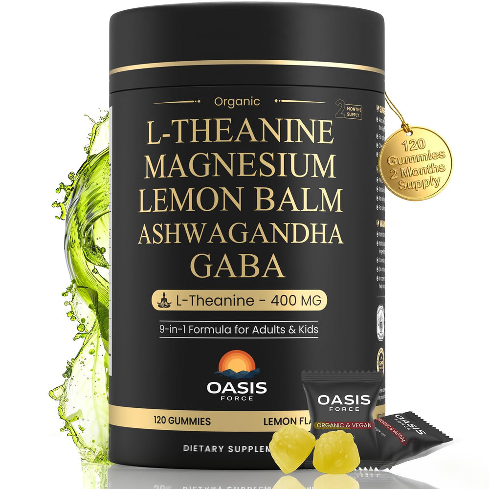 OASIS FORCE L-Theanine Gummies jar—60-day supply for daily calm support.