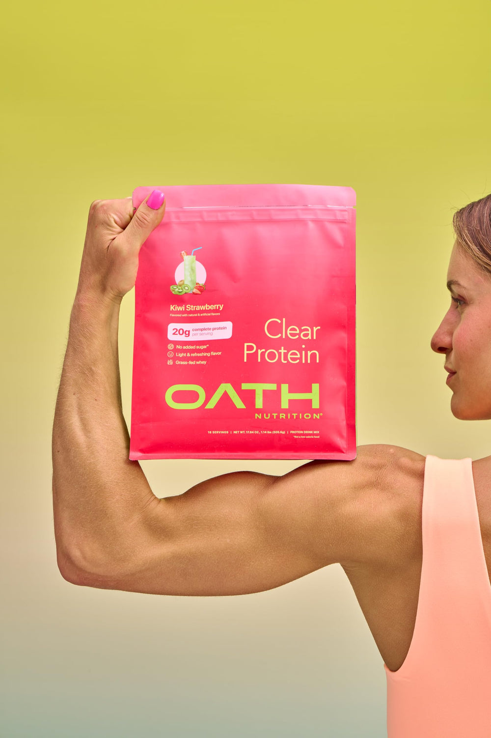 Oath Clear Whey Isolate offers 21 servings per bag for versatile use.